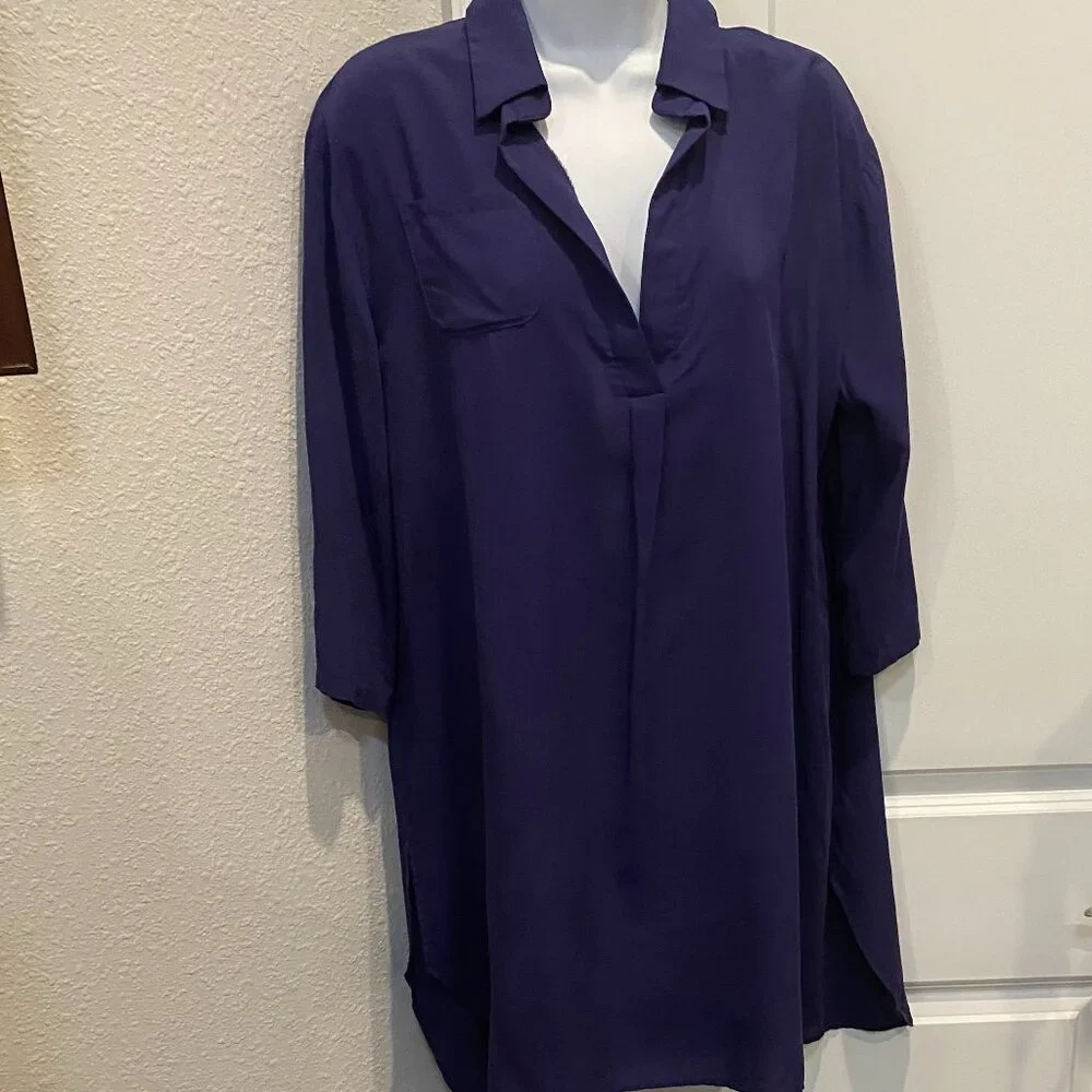 EKOUAER WOMEN'S NAVY BLUE SWIMSUIT COVER UP SHIRT - Picture 3 of 4